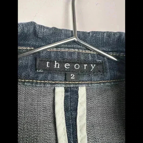 Theory Women’s Blake Denim Blazer  Jacket Notched Collar size 2 - Picture 4 of 6